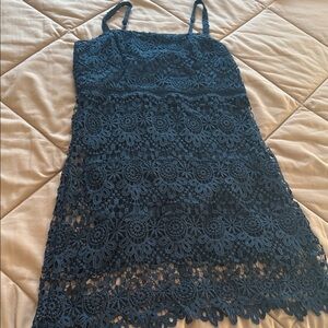 Hollister Dark Blue Floral Lace Mini Dress